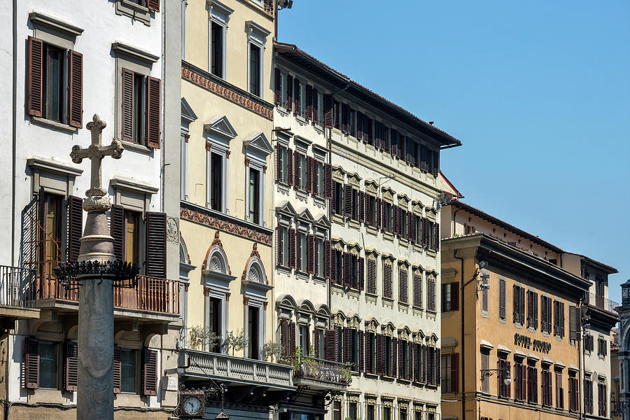 Old Buildings And Cross Near The Duomo Photograph by Izzet Keribar