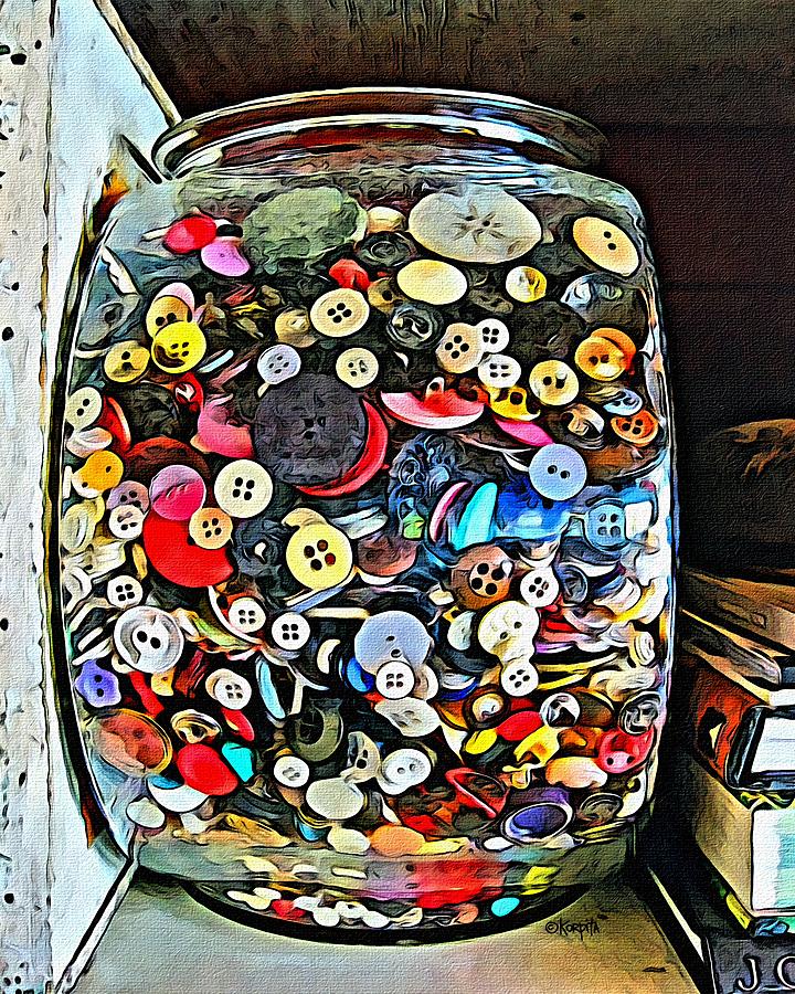 Old Button Jar - Grannys Buttons Photograph by Rebecca Korpita