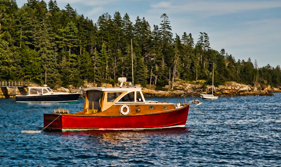 New England Vintage Red Cabin Cruiser Photograph by Ginger Wakem