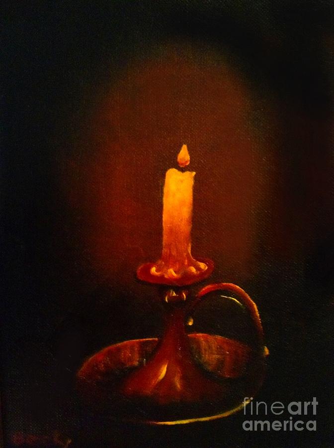 Candle Painting - Old Candle Stick Painting by Becky Lupe