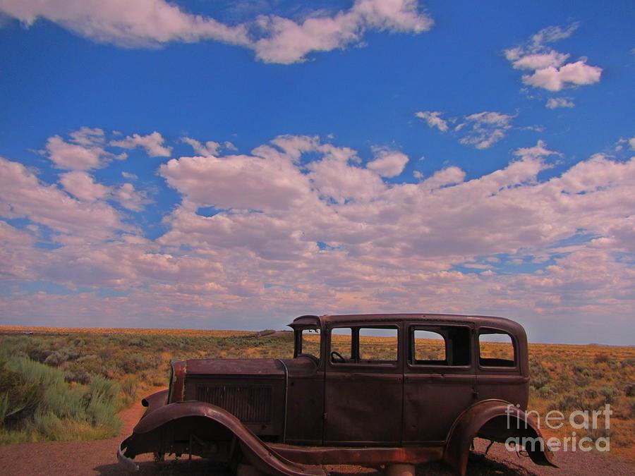 Old Cars Photograph - Old Car in Desert One by John Malone
