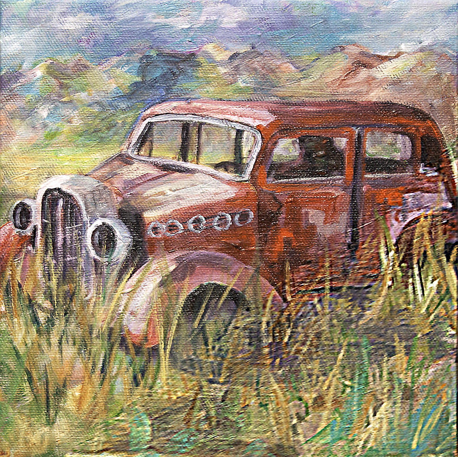Old Car Painting by Sally Quillin