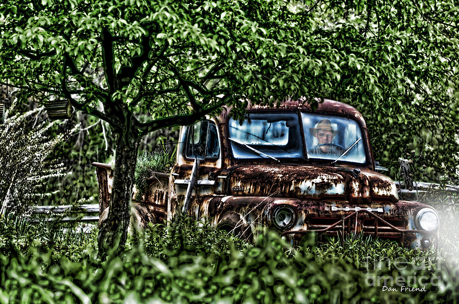 Car Photograph - Old car with ghost driver by Dan Friend