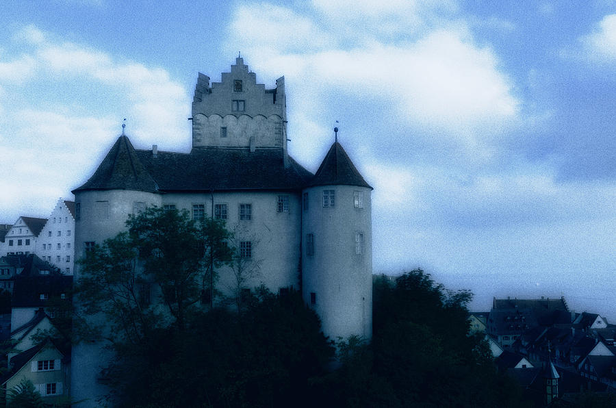 Old castle on a hill in blue twilight Photograph by Matthias Hauser