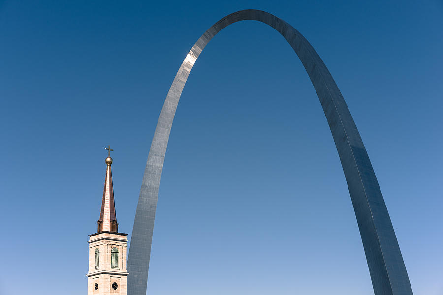 Old Cathedral and Gateway Arch Photograph by Scott Rackers
