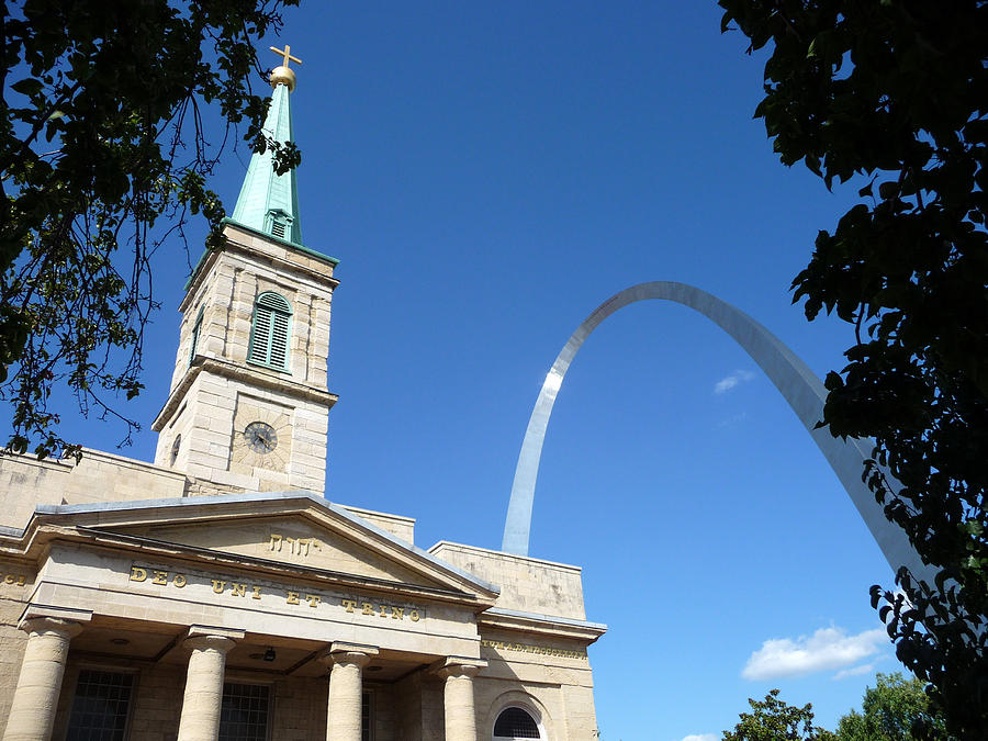 Old Cathedral and St. Louis Arch Photograph by Jim Whalen