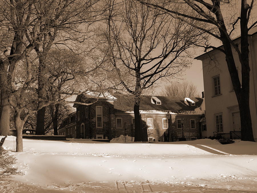 Sepia - Old Chapel - Central Moravian Church - Bethlehem PA - Sepia Photograph by Jacqueline M Lewis