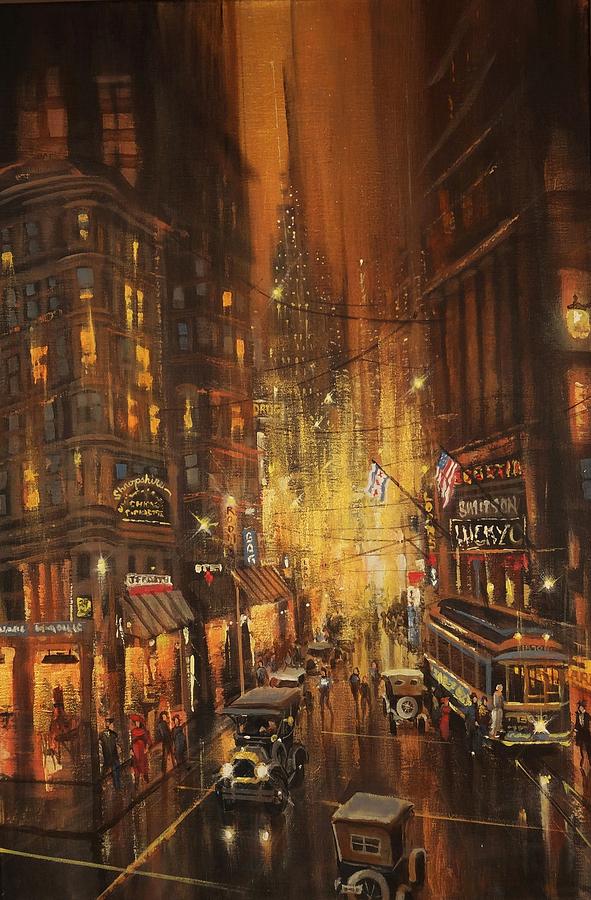 Night in Old Chicago  Painting by Tom Shropshire