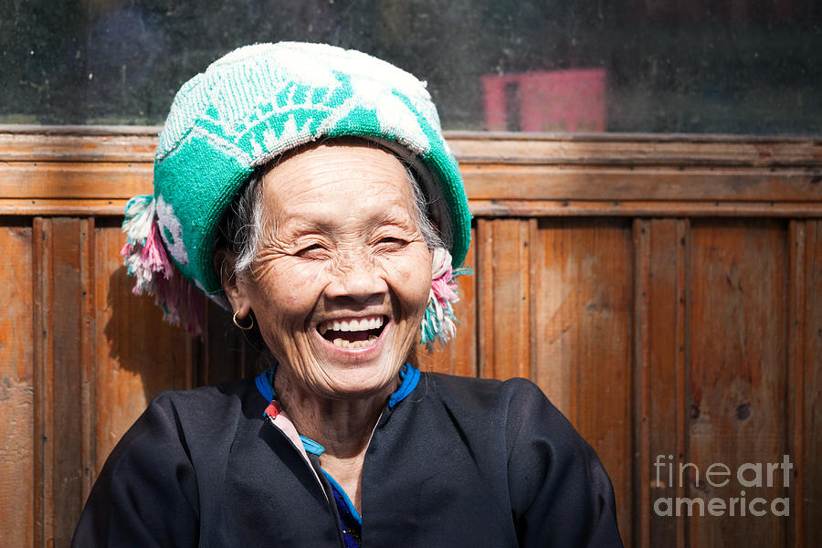 Old chinese Zhuang minority  lady smiling China Photograph by Matteo Colombo