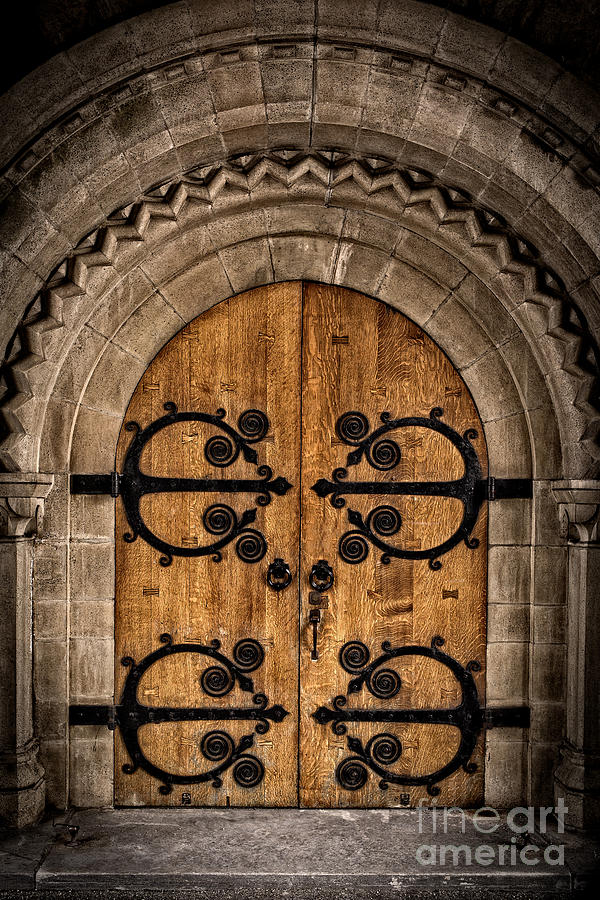 Castle Photograph - Old Church Door by Edward Fielding