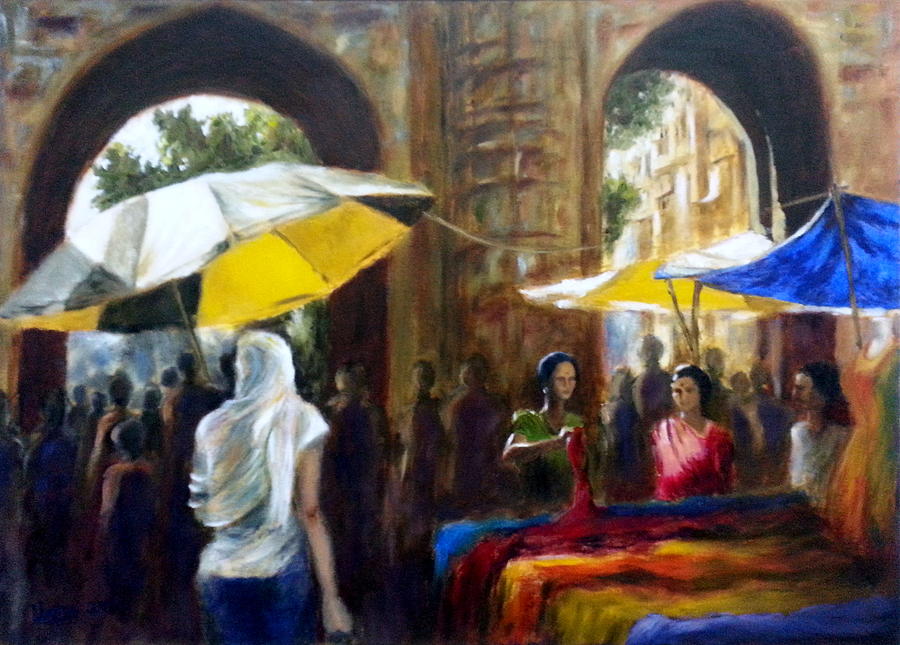 Old city Ahmedabad series 8 Painting by Uma Krishnamoorthy