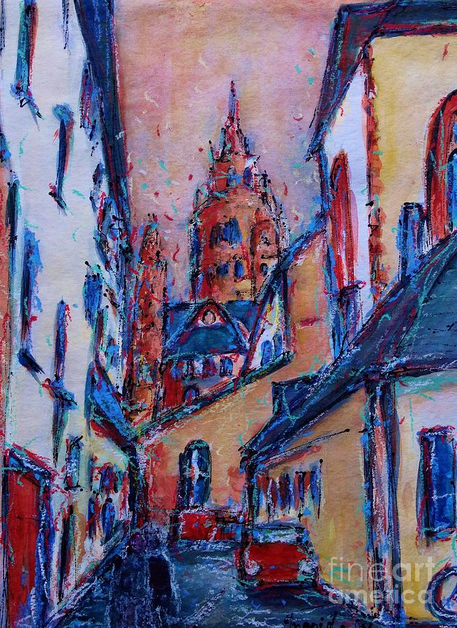 Old City Mainz In Germany Painting By Ingrid Becker