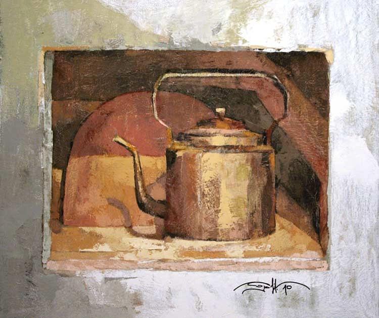 Old copper kettle Painting by Michael Solovyev Fine Art America