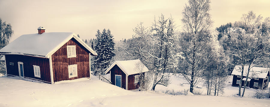 Old Cottages In A Snowy Rural Landscape Photograph by Christian Lagereek