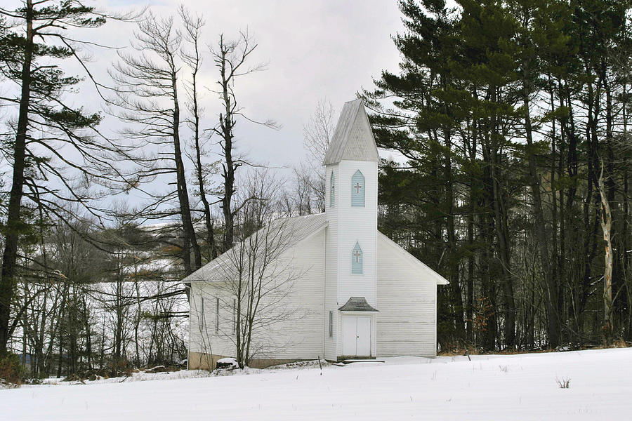 Old Country Church in the Winter Woods  Photograph by Gene Walls