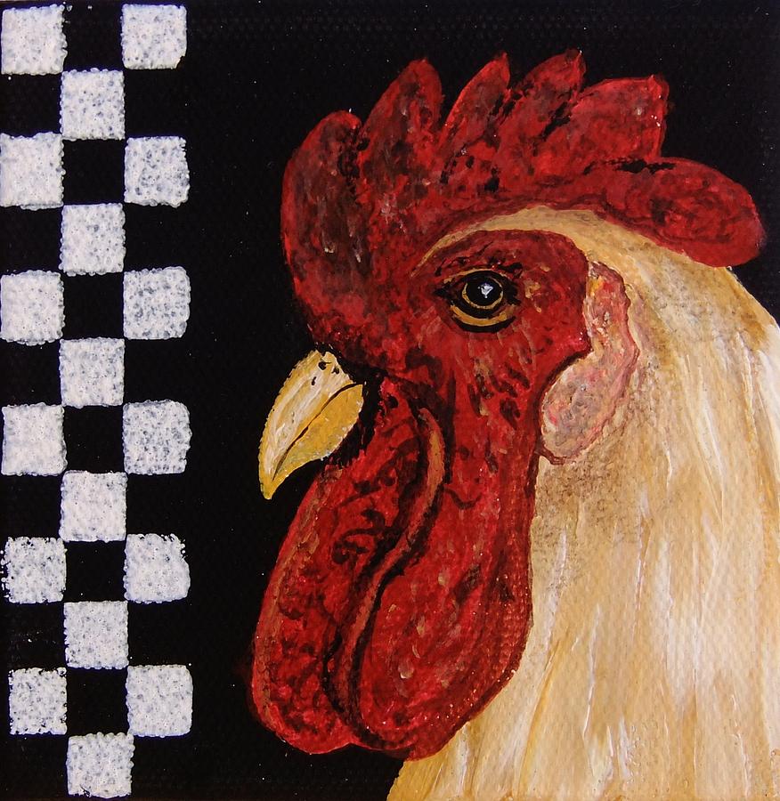 Old Country Rooster Painting by Cindy Micklos