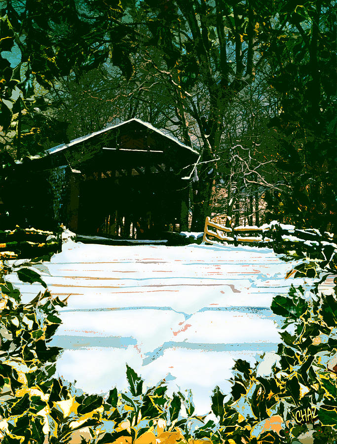 Old Covered Bridge in the Valley  Painting by CHAZ Daugherty
