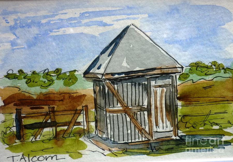 Old Cream Shed - original SOLD Painting by Therese Alcorn