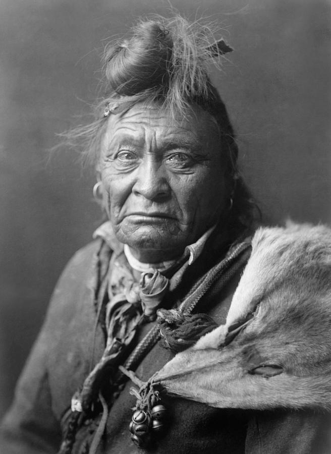 Edward Sheriff Curtis Photograph - Old Crow Man circa 1908 by Aged Pixel