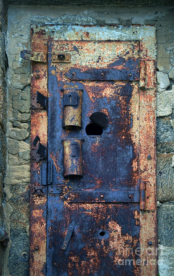 Vintage Photograph - Old Door at Abandoned Prison by Jill Battaglia