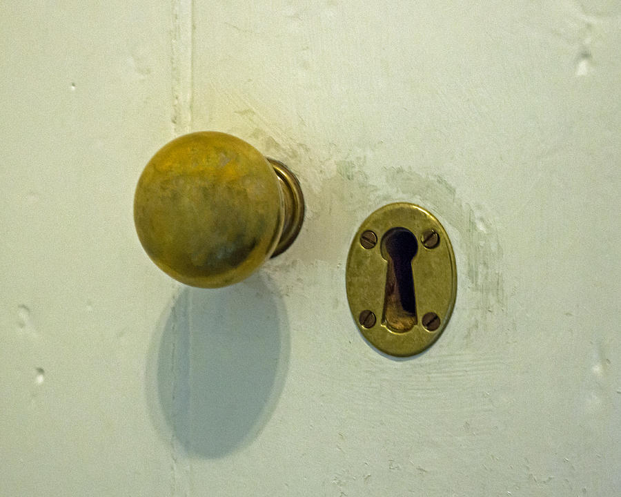 Vintage Photograph - Old Door Knob and Key Hole by Photographic Arts And Design Studio