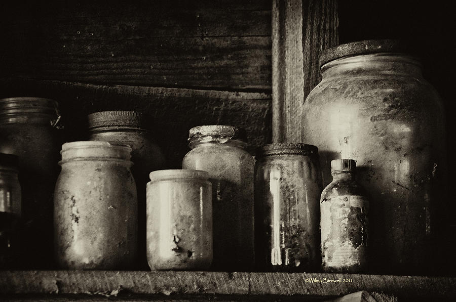 Old Dusty Jars Photograph by Wilma  Birdwell