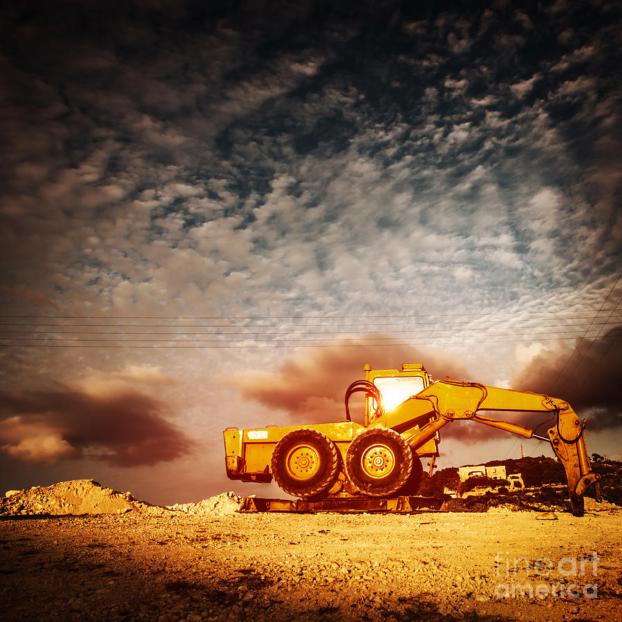 Old excavator on sunset Photograph by Anna Om