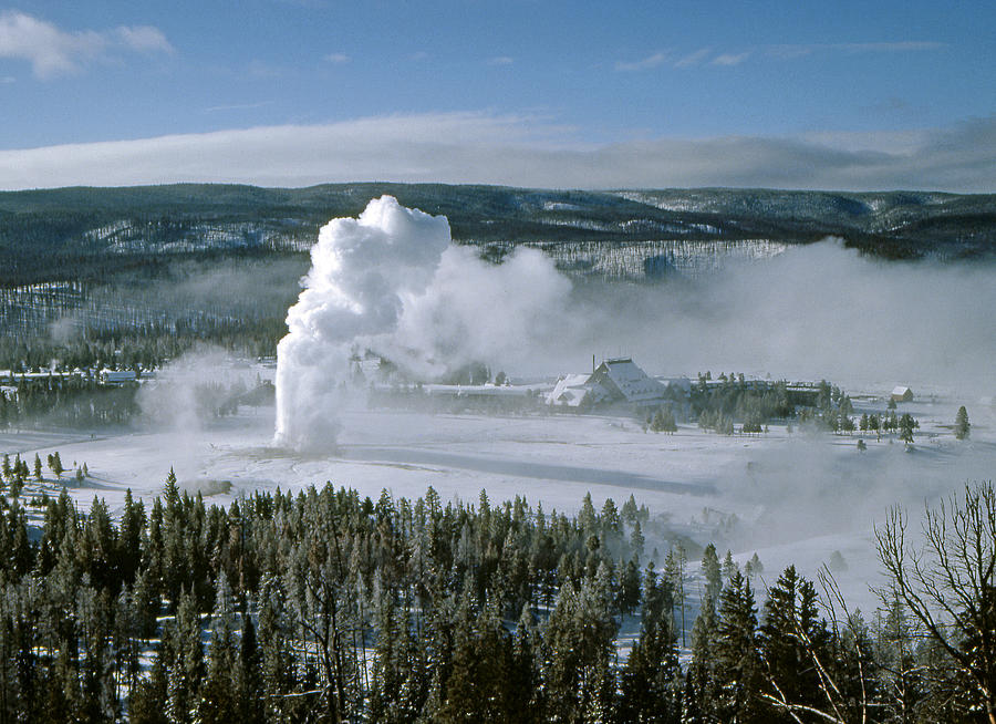 3M09132-01-Old Faithful Geyser in Winter Photograph by Ed  Cooper Photography