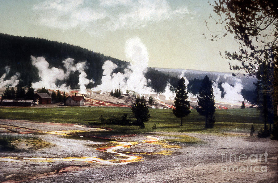 Yellowstone National Park Photograph - Old Faithful Soldier Station Giantess by NPS Photo Detroit Photographic Co