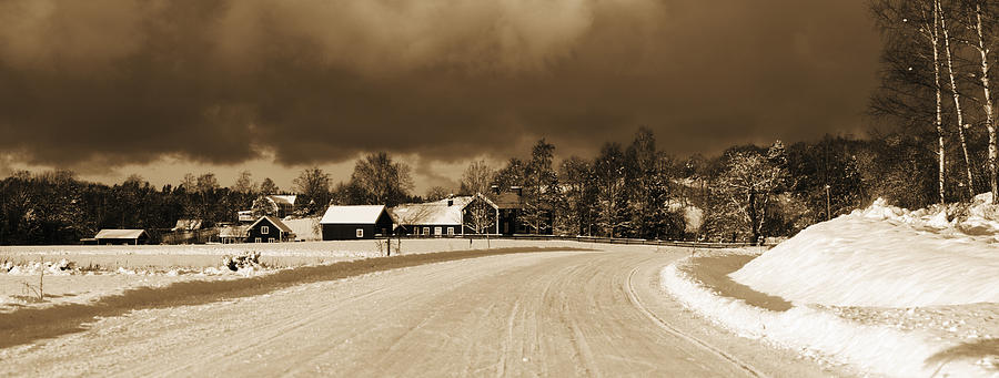 Winter Photograph - Old Farm In Wintery Snow Scenery by Christian Lagereek