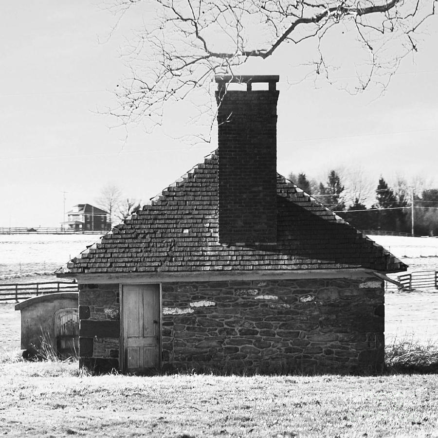 Old Farm Spring House In Black And White Photograph by Bob Sample