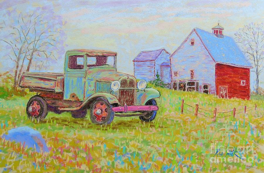 Old Farm Truck Pastel by Rae  Smith