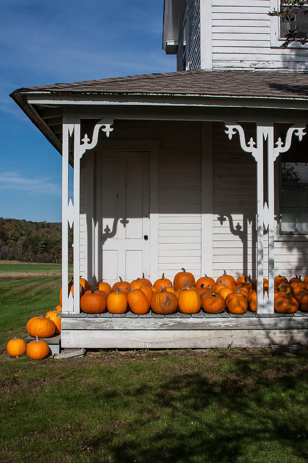 Old Farmhouse with Pumpkins on the Porch Photograph by Karen Stephenson
