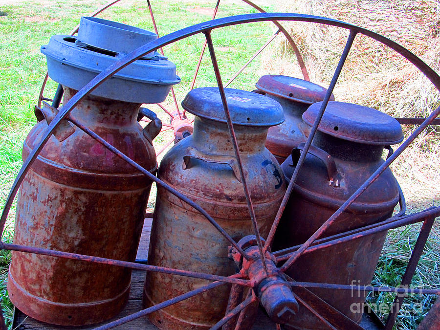 Milk Jug Photograph - Old Fashion Milk Delivery Jugs by Tina M Wenger