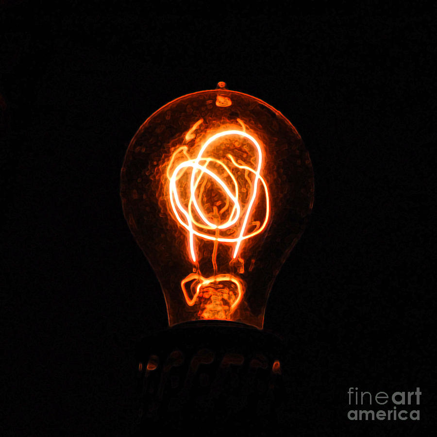 Old Fashioned Edison Lightbulb Filaments Macro Accented Edges Digital Art Digital Art by Shawn OBrien
