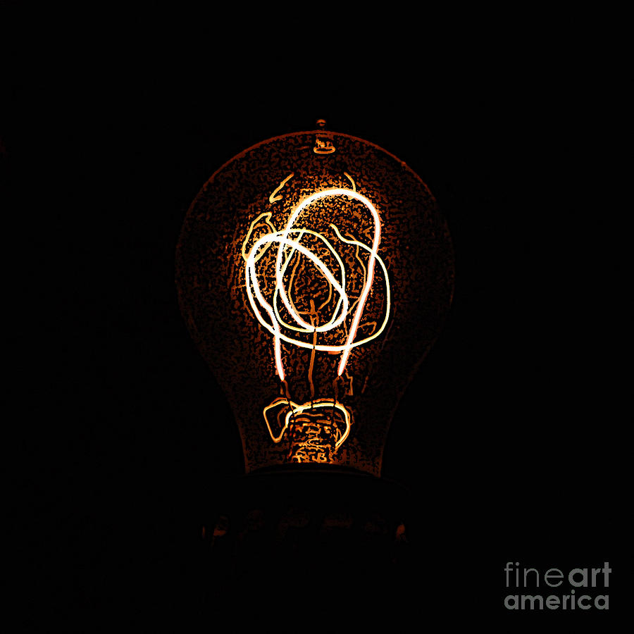 Old Fashioned Edison Lightbulb Filaments Macro Poster Edges Digital Art Digital Art by Shawn OBrien