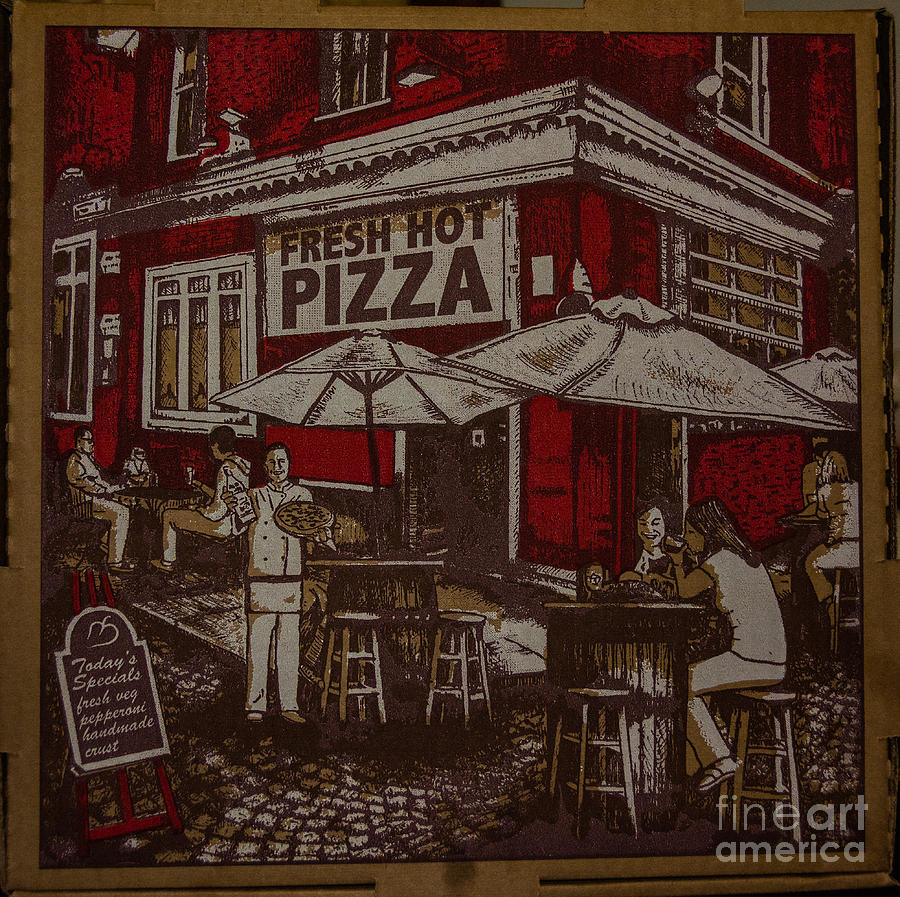 Old Fashioned Style Pizza Box by Kathy Liebrum Bailey