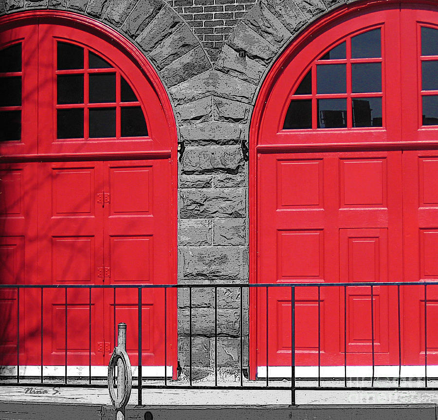 Romanesque Photograph - Old Fire hall Doors by Nina Silver