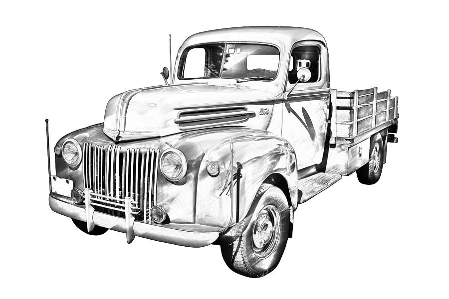 Old Flat Bed Ford Work Truck Illustration Photograph by Keith Webber Jr