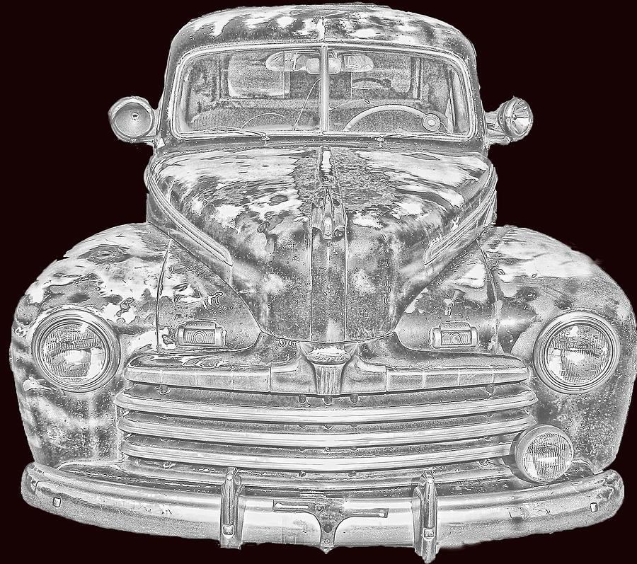 Old Ford Black and White Digital Art by Cathy Anderson