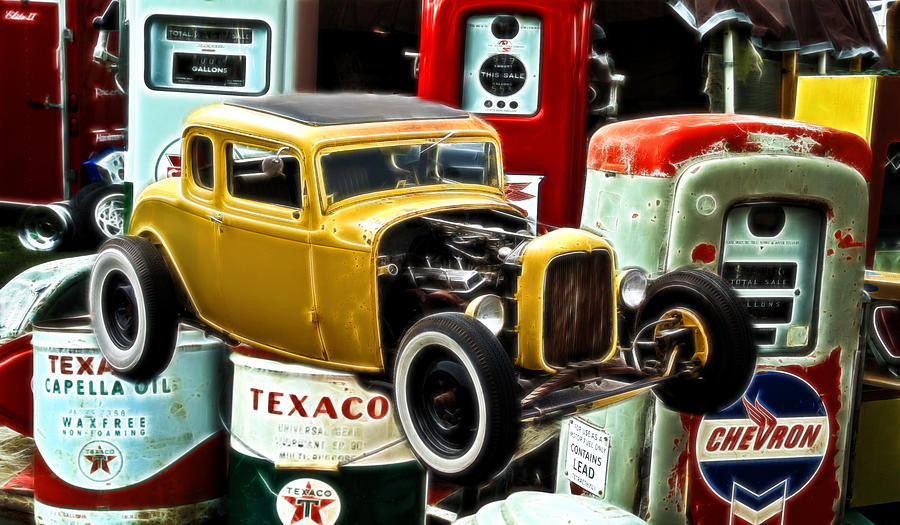 Old Fords and Gas Pumps Photograph by Steve McKinzie