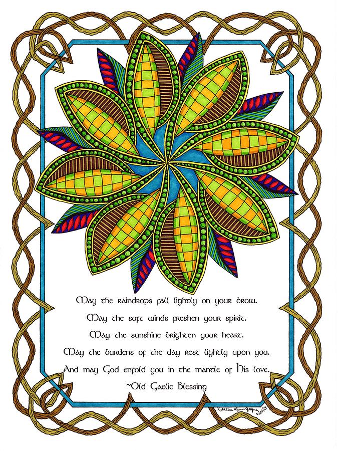 Gaelic Drawing - Old Gaelic Blessing by Rebecca Jayne