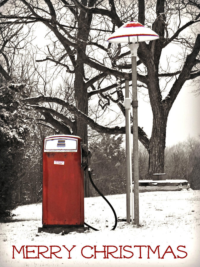 Old Gas Pump Merry Christmas Photograph by Dark Whimsy