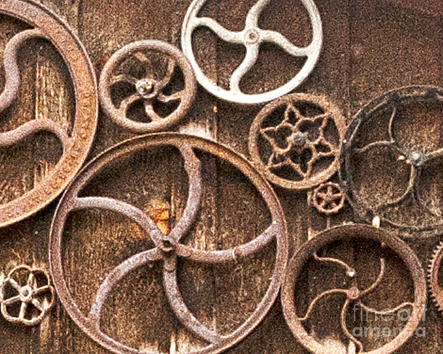 Old Gears in Genoa Nevada Photograph by Artist and Photographer Laura Wrede
