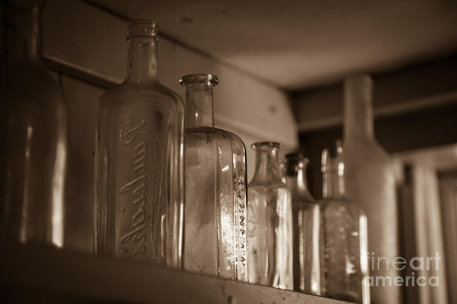 Colonial Photograph - Old glass bottles by Edward Fielding
