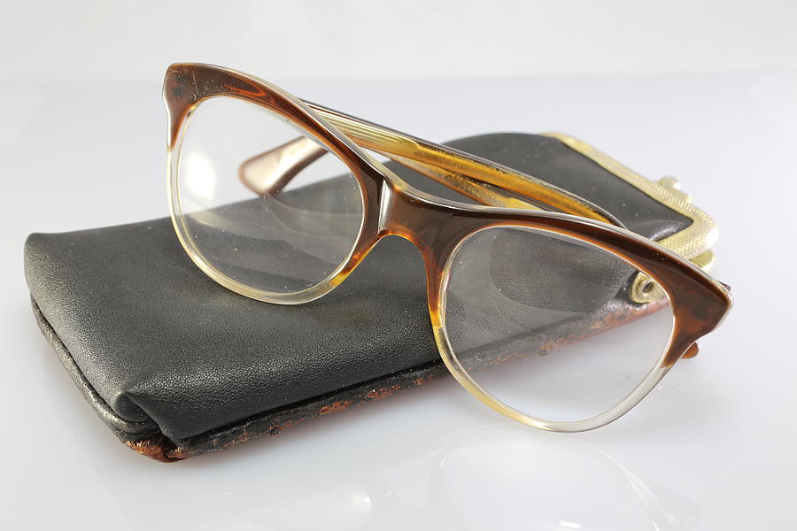 Vintage Photograph - Old Glasses Of An Old Man With Leather Case by Fed Cand
