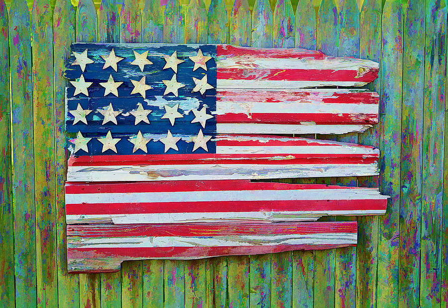 Old Glory In Wood Impression Photograph