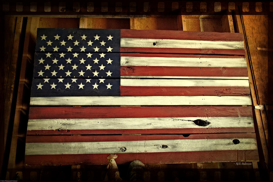 Old Glory in Wood Photograph by Mick Anderson