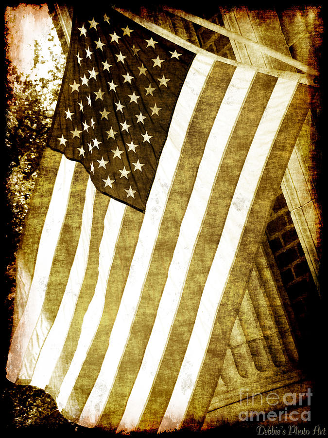 Old Glory Sepia Rustic Photograph by Debbie Portwood