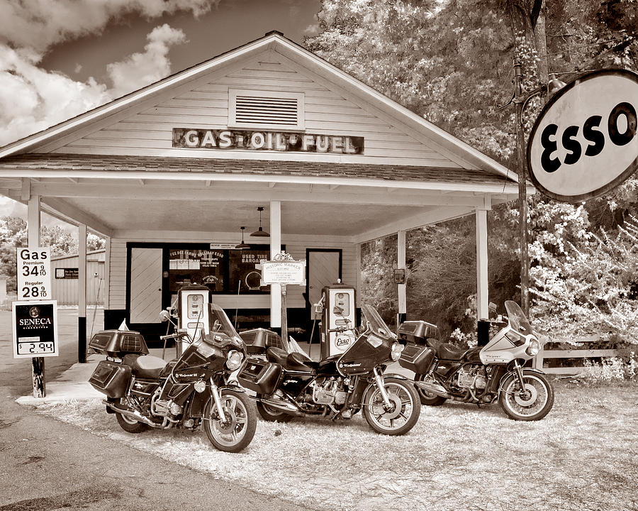 Vintage Photograph - Old Goldwing Motorcycles by Barry Monaco